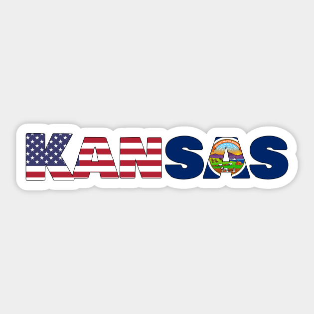 Kansas State Flag/ American Flag Logo Sticker by ElevenGraphics